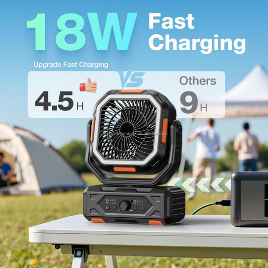 Portable USB Air Cooler Fan with Oscillation & LED Light – Rechargeable Outdoor Cooling