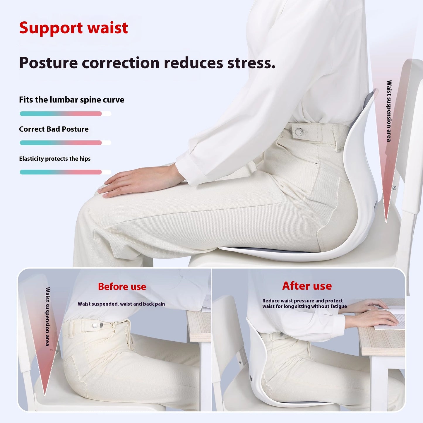 🔥50% OFF🔥Ergonomic Lumbar Support Cushion – Office Chair Back Pillow for Lower Back Pain Relief