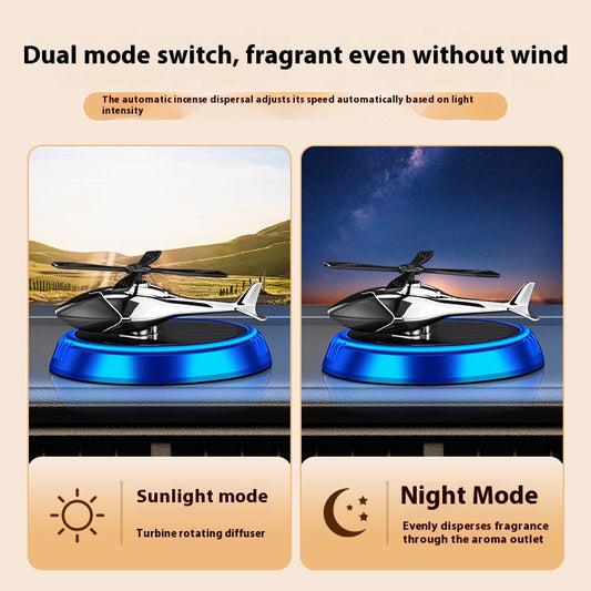 Solar - Powered Rotary Car Air Freshener - Luxury Helicopter Decor for Men