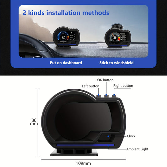 OBD2 HUD + GPS Head-Up Display – Smart Driving Data at a Glance