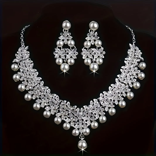 Elegant Freshwater Pearl Jewelry Set – 925 Sterling Silver Necklace & Earrings for Women