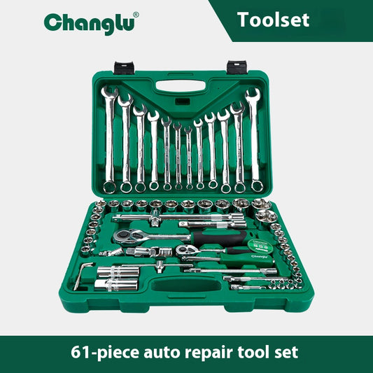 61PCS Auto Repair Tool Set – Manual Socket Wrench Kit for Garage & Home Use