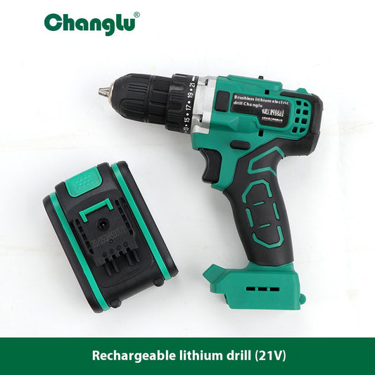 21V Cordless Brushless Electric Drill – 2 Batteries + Charger