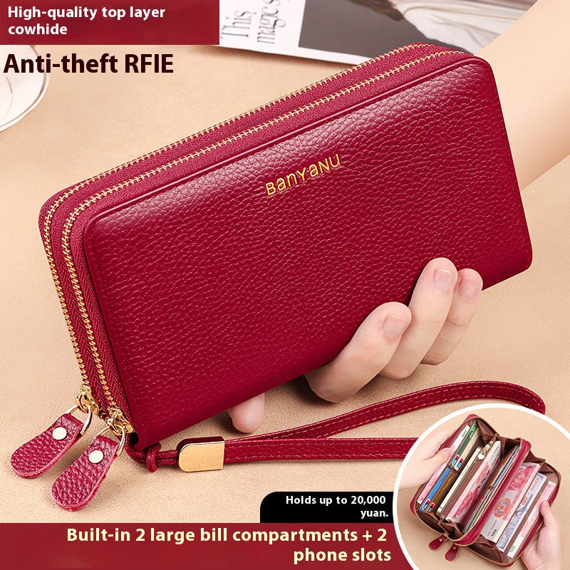 Stylish Large - capacity Genuine Leather Clutch