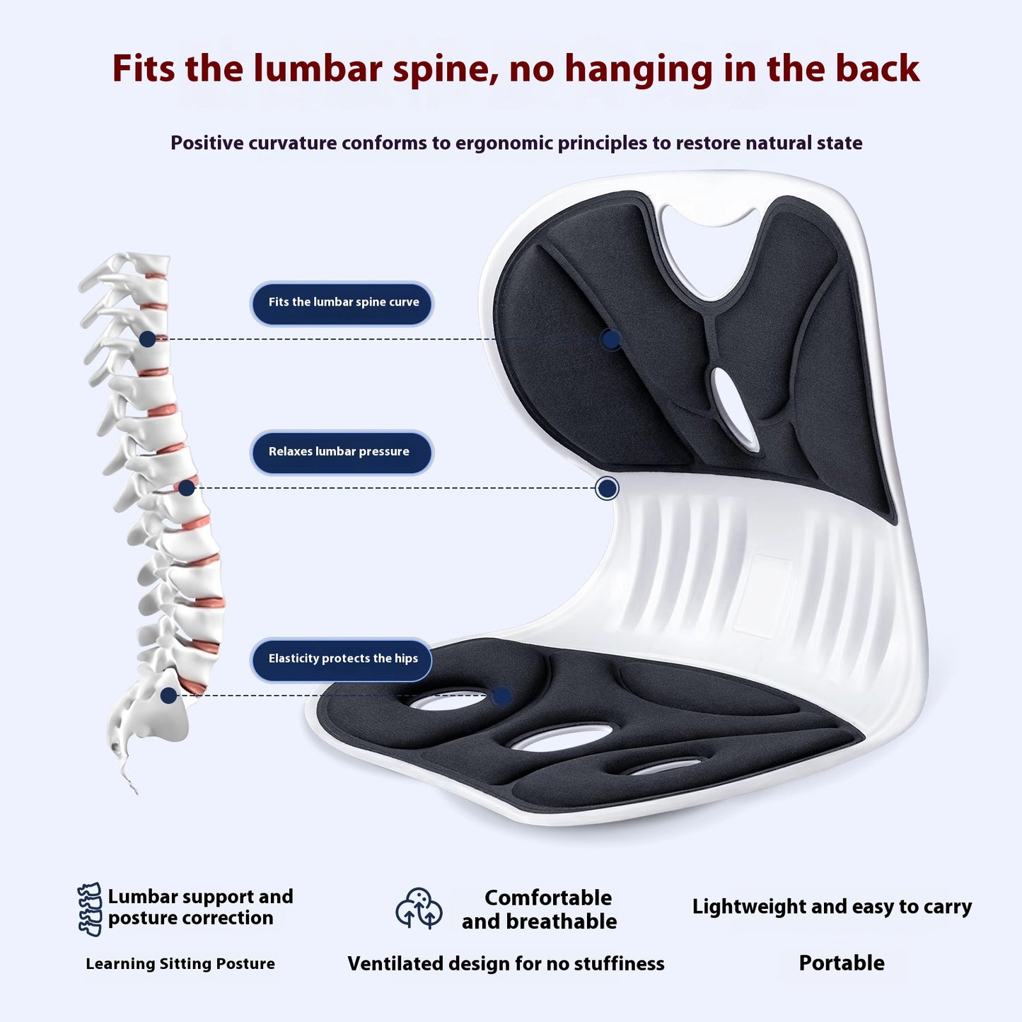 🔥50% OFF🔥Ergonomic Lumbar Support Cushion – Office Chair Back Pillow for Lower Back Pain Relief