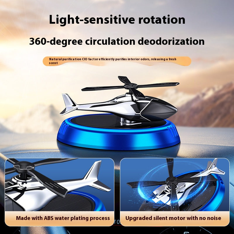 Solar - Powered Rotary Car Air Freshener - Luxury Helicopter Decor for Men