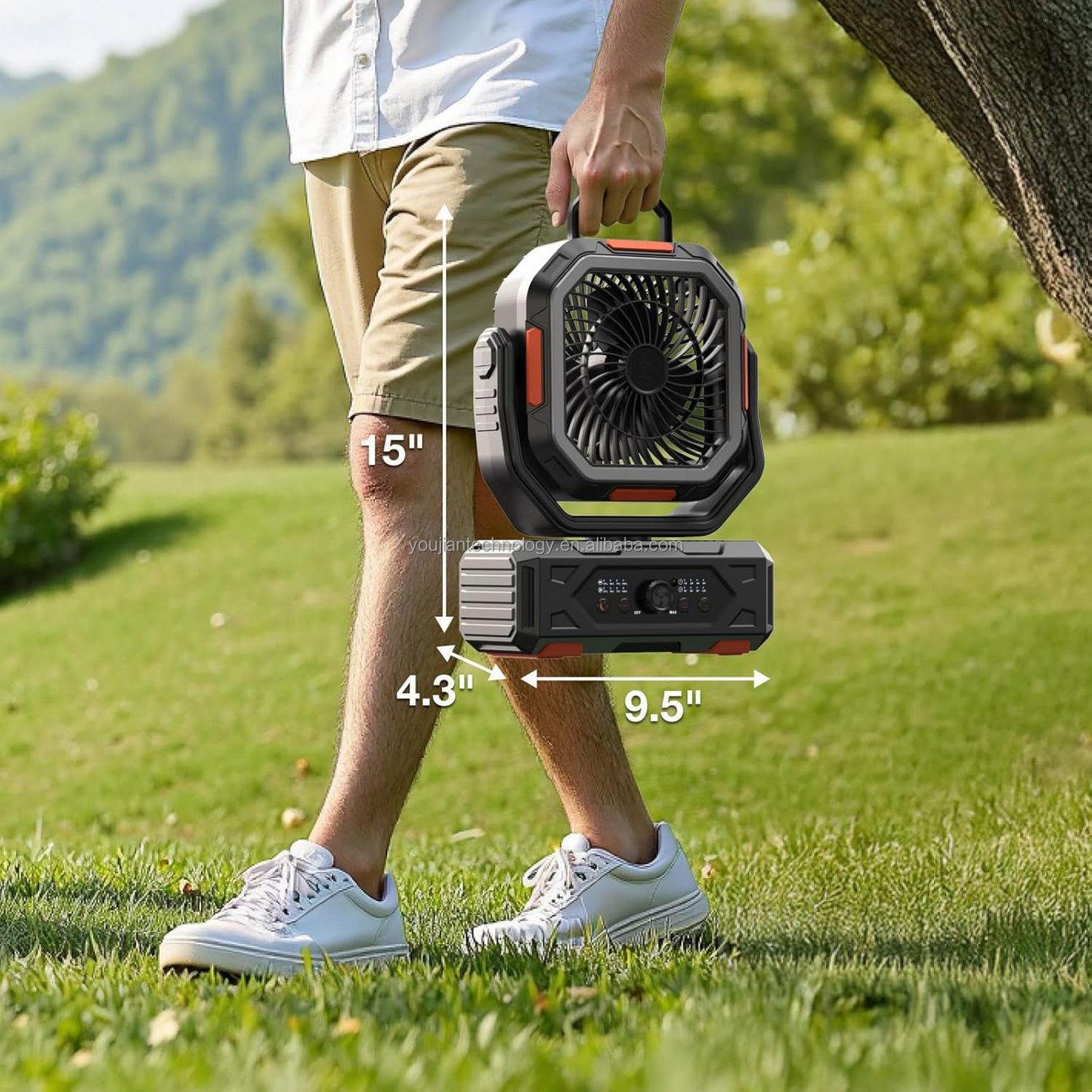 Portable USB Air Cooler Fan with Oscillation & LED Light – Rechargeable Outdoor Cooling