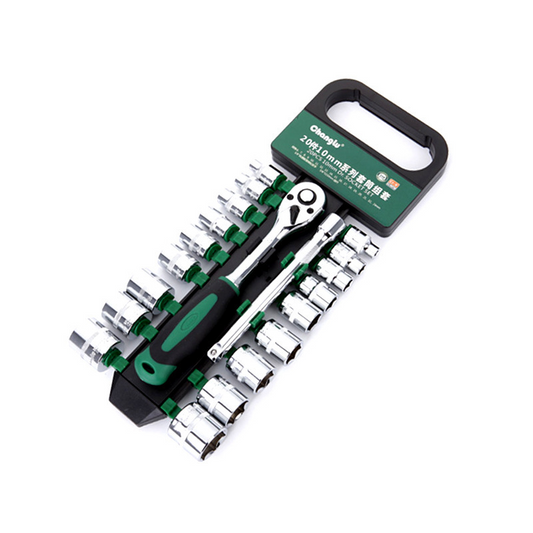 Changlu 20-Piece 3/8” Ratchet Socket Wrench Set – Quick-Release Metric Socket Kit for Auto Repair & Mechanical Work