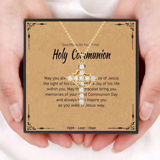 Elegant Crown Cross Necklace - Stylish Pendant for Men and Women