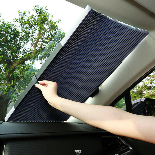 Retractable Car Windshield Sunshade – UV Protection Foldable Sun Visor for Front & Rear Windows