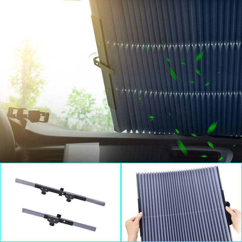 Retractable Car Windshield Sunshade – UV Protection Foldable Sun Visor for Front & Rear Windows
