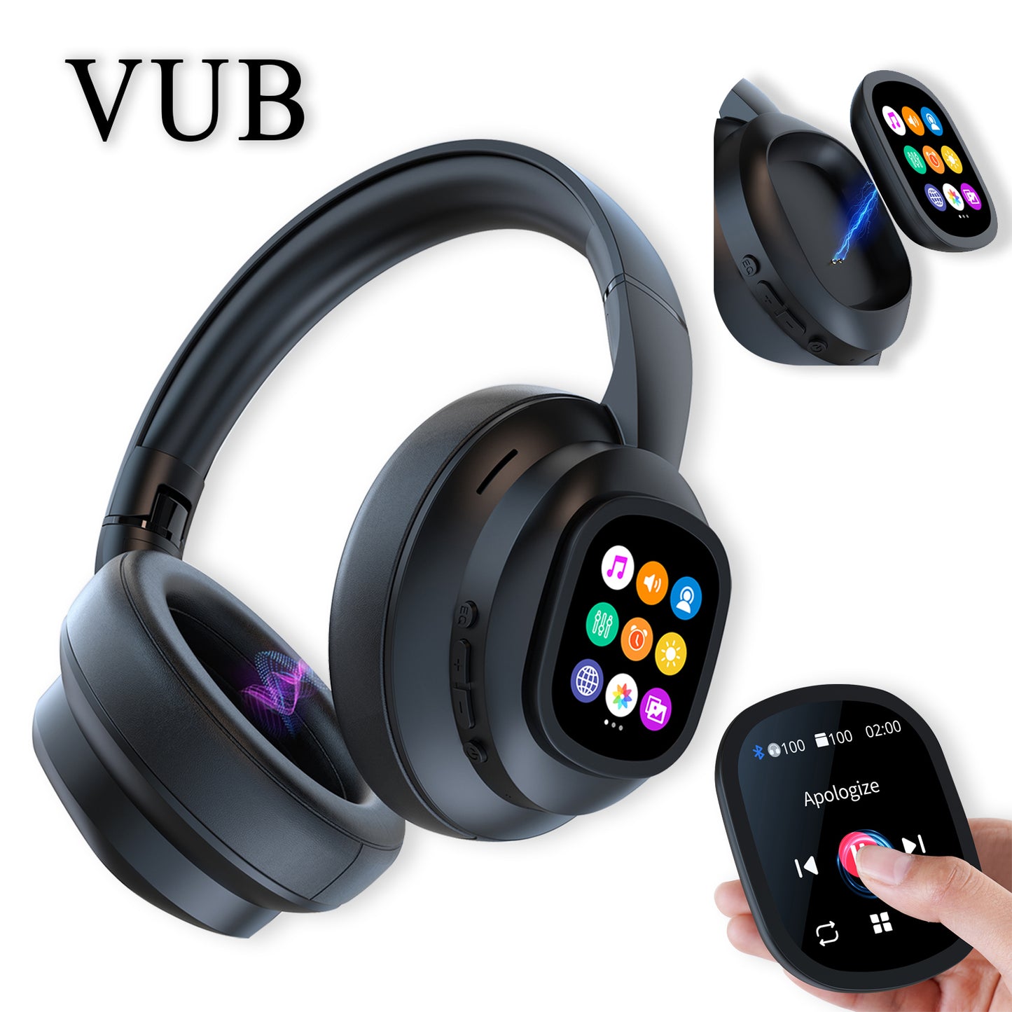 AI Smart Bluetooth Headphones with LCD – Translate, Talk & Create Smarter