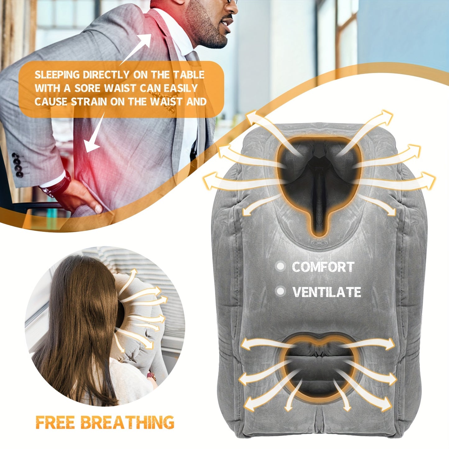 Inflatable Travel Pillow with Patented Valve – Neck & Head Support for Long Flights, Car & Office Naps