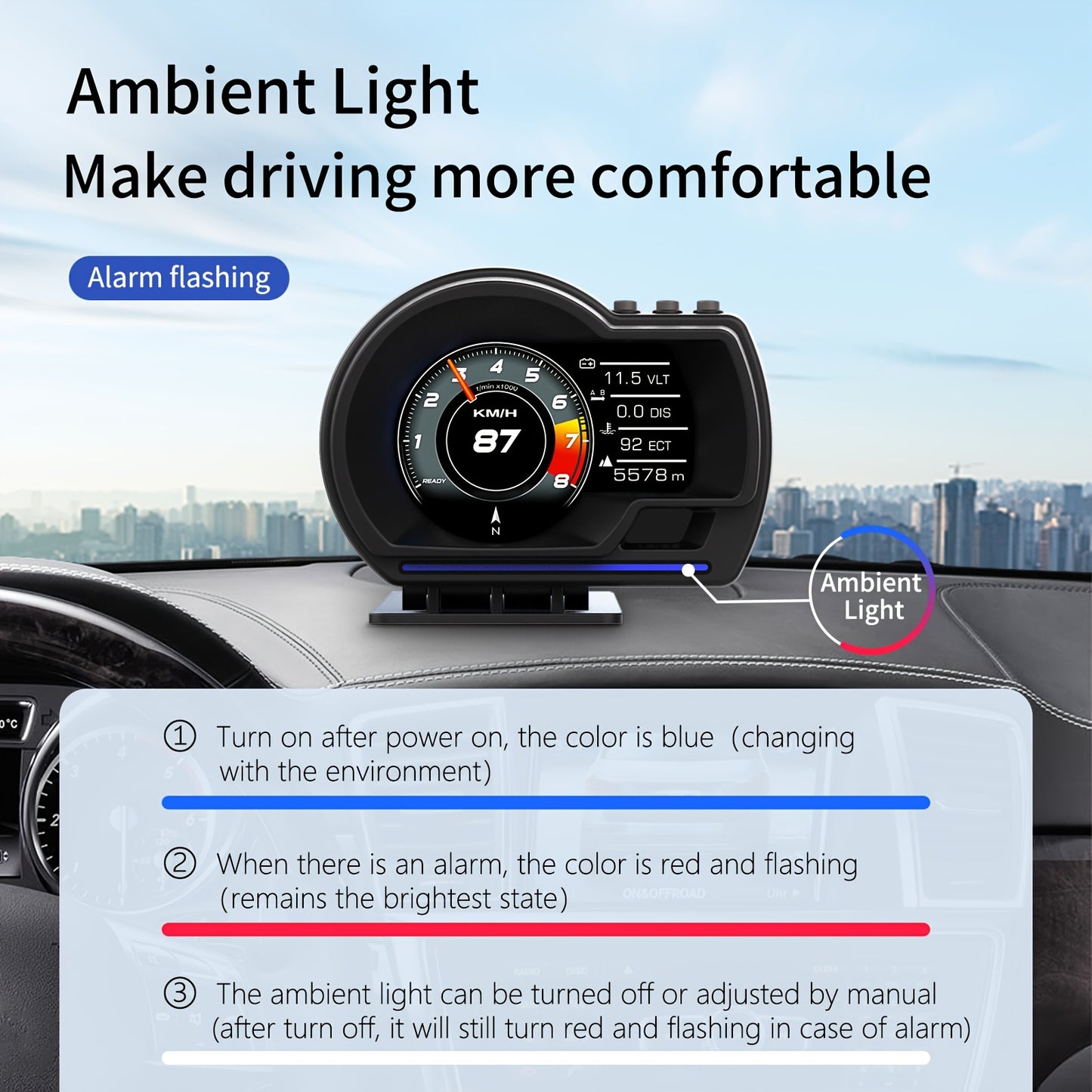 OBD2 HUD + GPS Head-Up Display – Smart Driving Data at a Glance