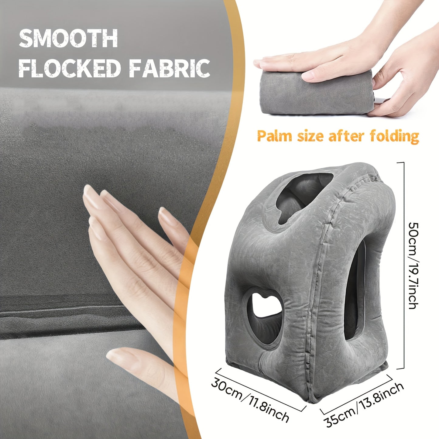 Inflatable Travel Pillow with Patented Valve – Neck & Head Support for Long Flights, Car & Office Naps