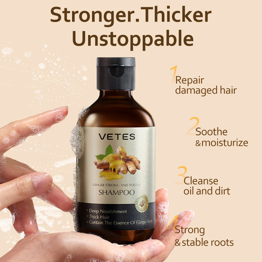 VETES Ginger Strengthening Shampoo – Nourish Roots, Reduce Hair Fall