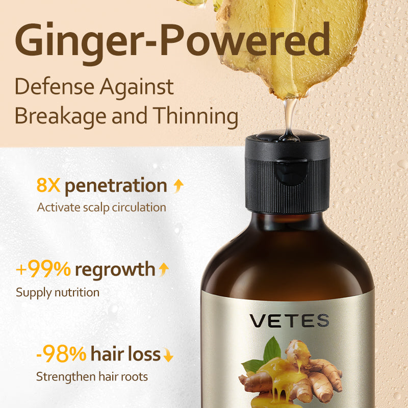 VETES Ginger Strengthening Shampoo – Nourish Roots, Reduce Hair Fall