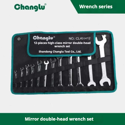12PCS Dual-End Mirror Wrenches – Open & Box-End Spanner Set